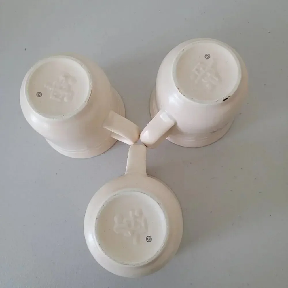 Pfaltzgraff Remembrance Vintage Floral Mug Set of 3 Beige Stoneware Discontinued